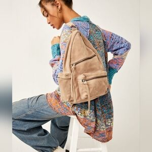 Free People Beige Suede Backpack